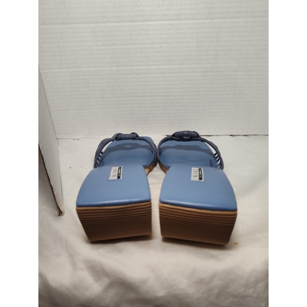 NIB Nine & Co Sea Blue Houghton Leather Wedge Strappy Sandals 8M New Old Stock - Picture 8 of 9
